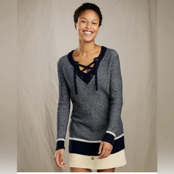 Toad & Co Mitchell Tunic Sweater Navy Size Large - Picture 2 of 9